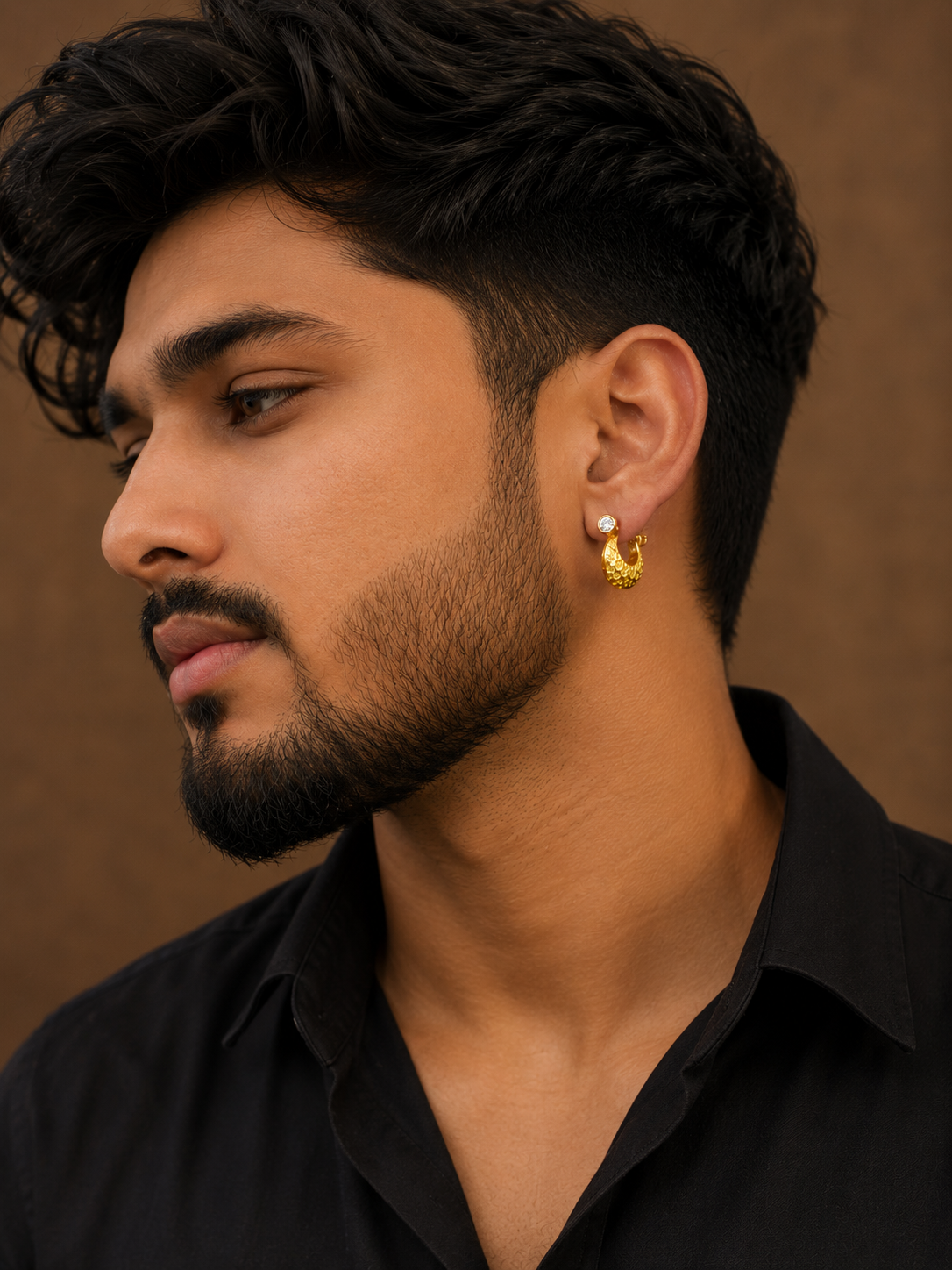 gold plated tex hoop earrings for men gold plated tex hoop earrings for men