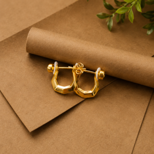 gold plated geometric square hoop earrings for men (copy)