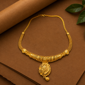 traditional gold plated floral necklace set for women product description2