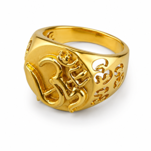 om calligraphy signet ring