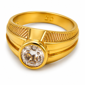 gold tone solitaire statement ring