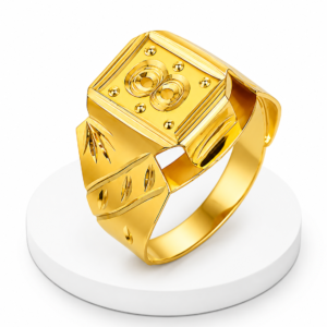gold plated geometric signet ring