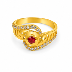 gold plated ruby stone ring for women
