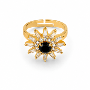 adjustable floral stone ring