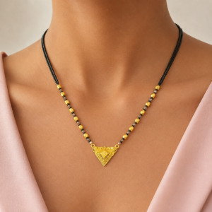 gold plated black beads short mangalsutra 1