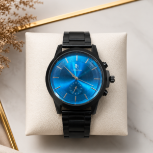 Home premium blue dial black metal watch